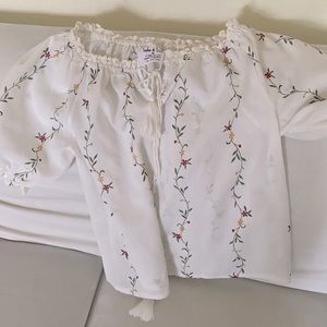 off-the-shoulder floral top